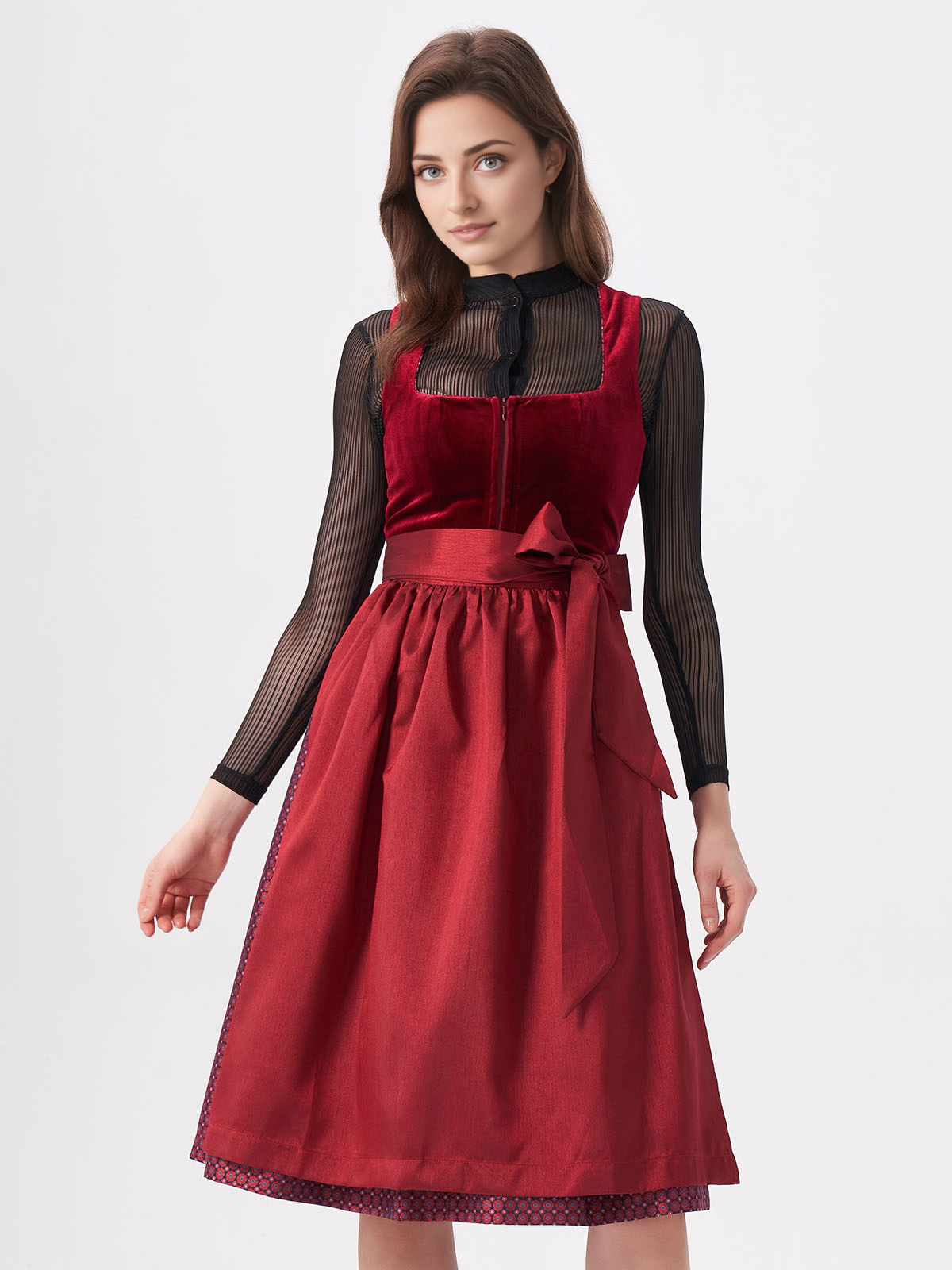 Dirndl mit 70 cm Rocklänge in Rot