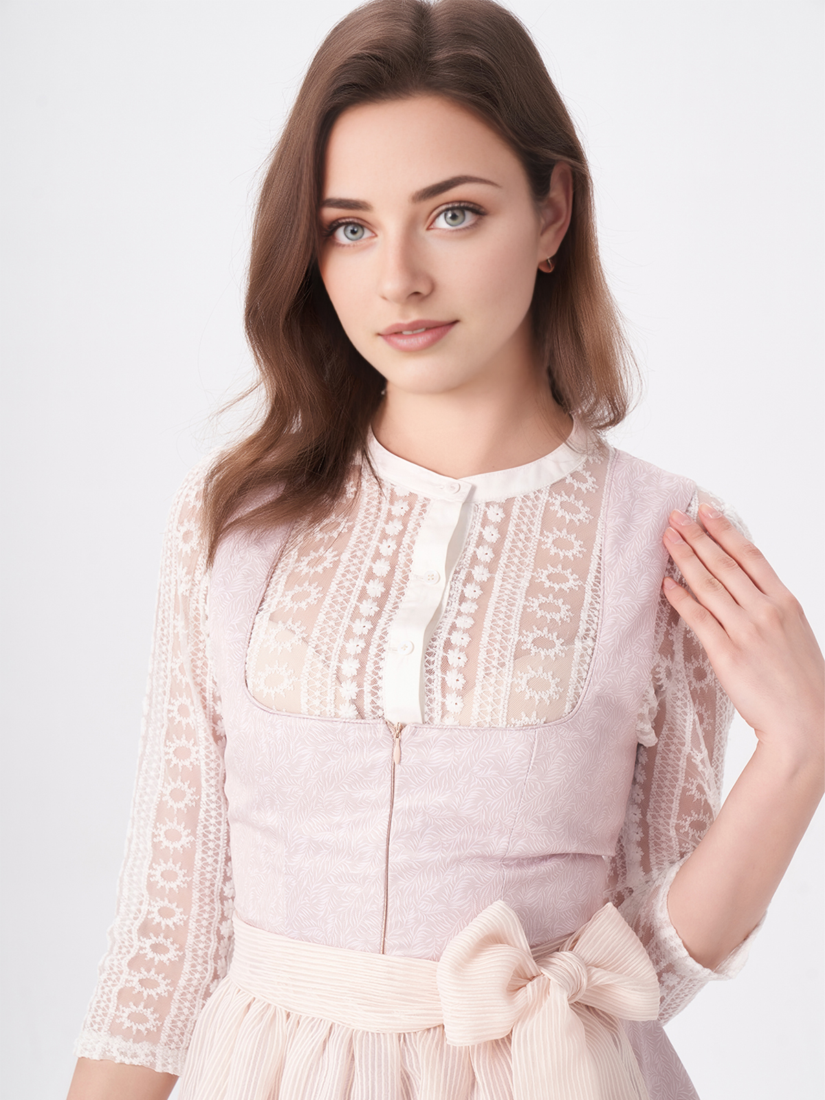 Dunkelgrünes Dirndl mit rosa Schürze