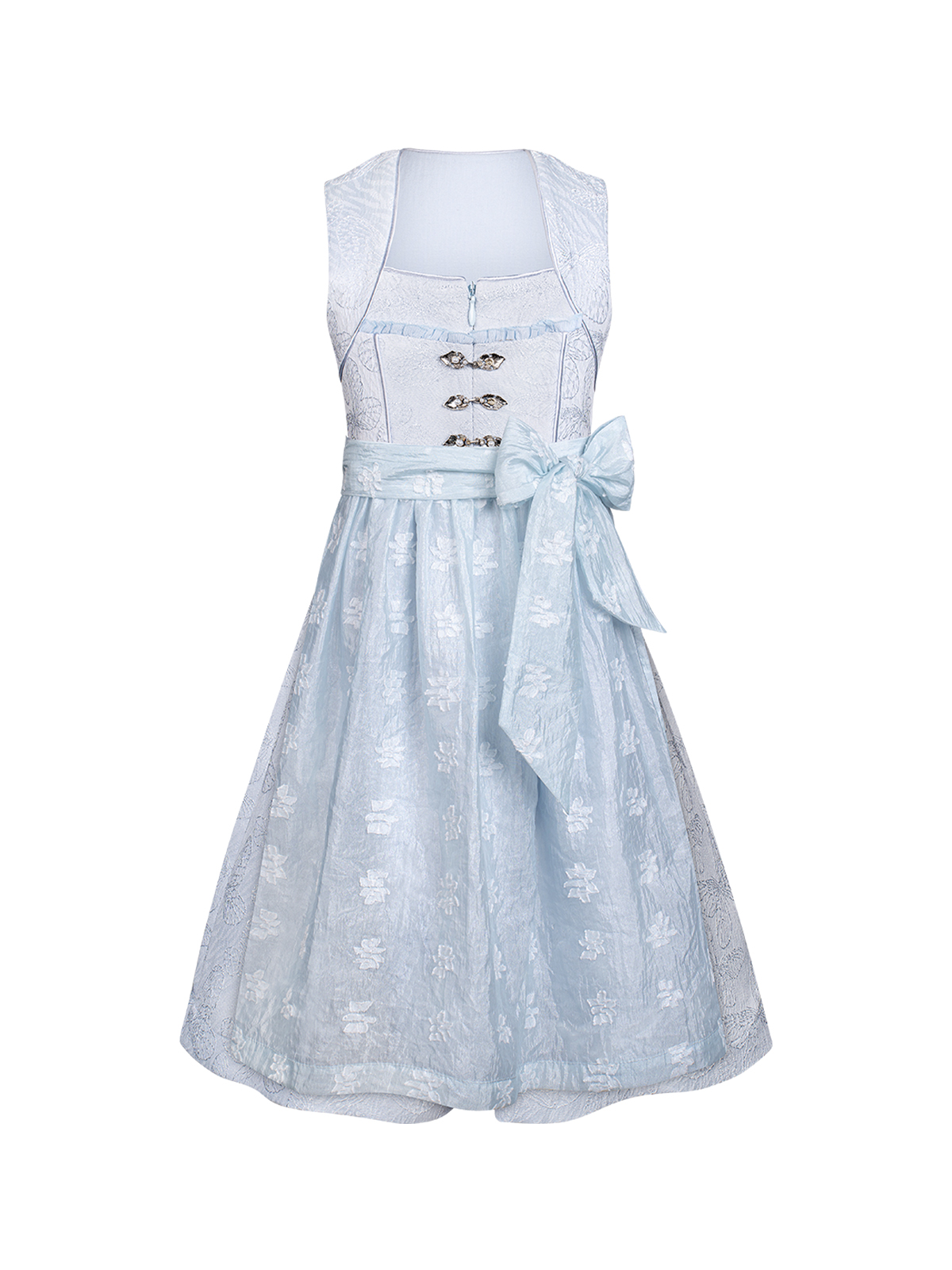 Modernes blaues Dirndl mit floralen Details
