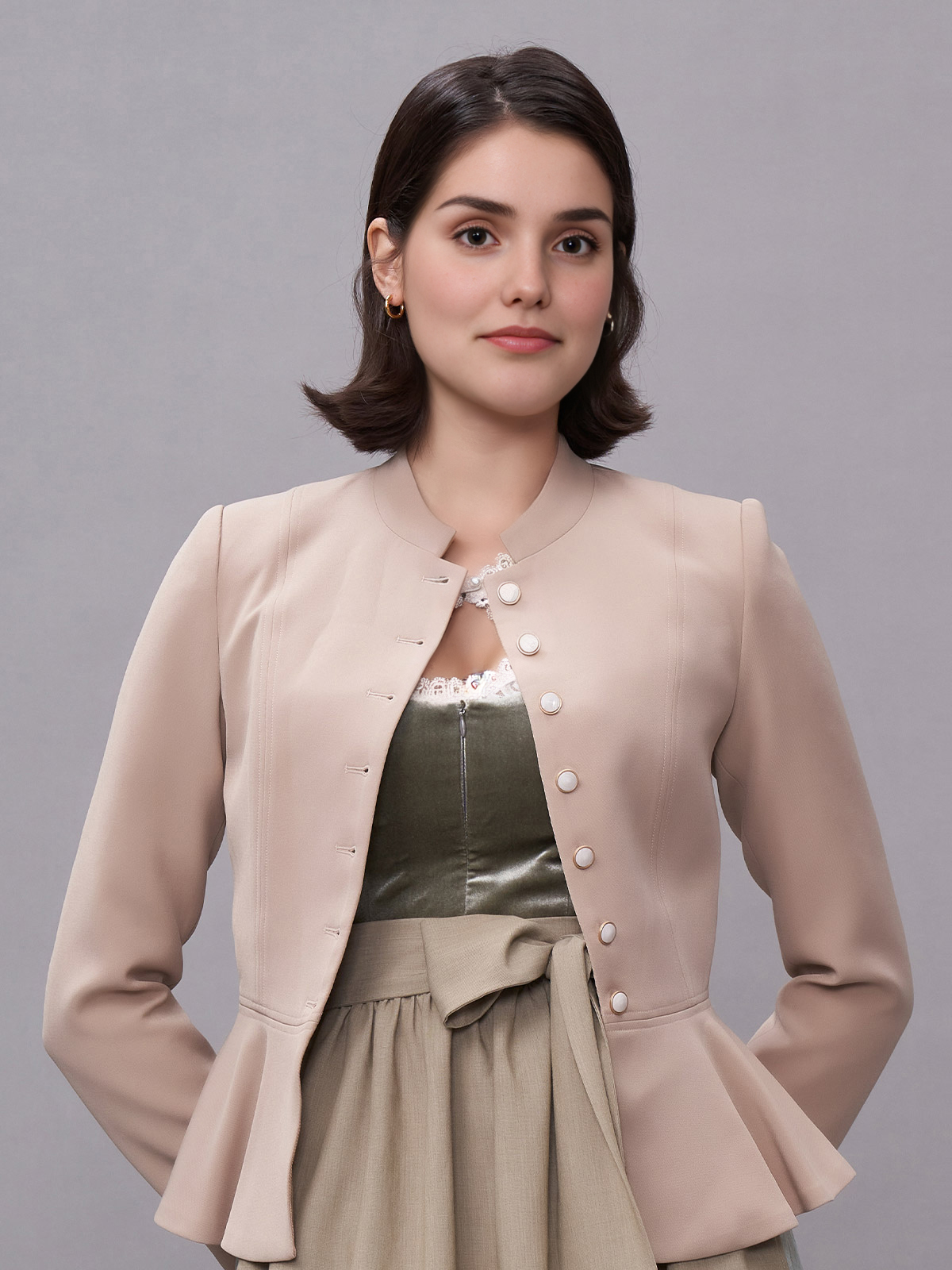 Dirndl mit Reißverschluss vorne in Braun