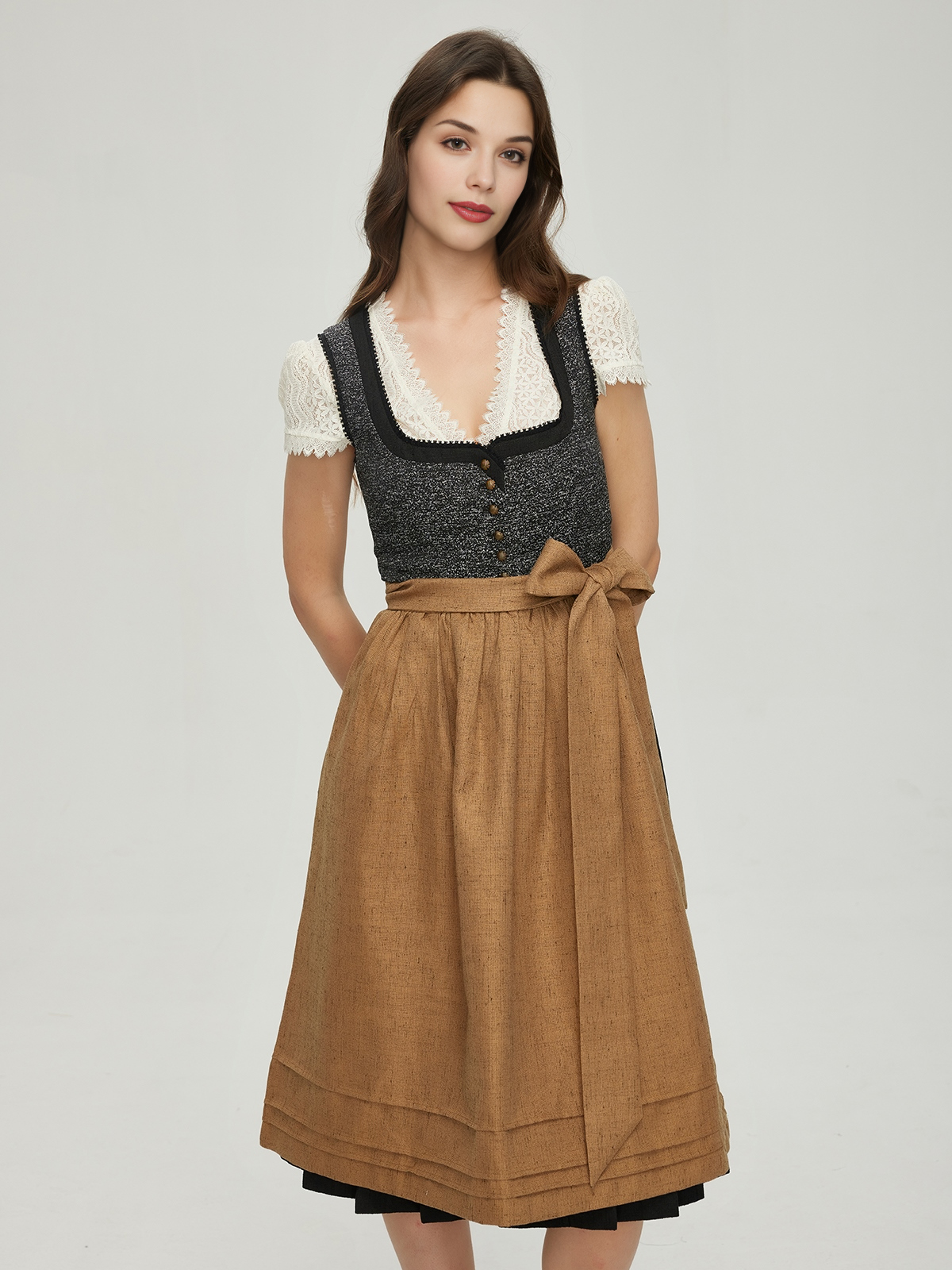 Dirndl lang rot in eleganter Ausführung